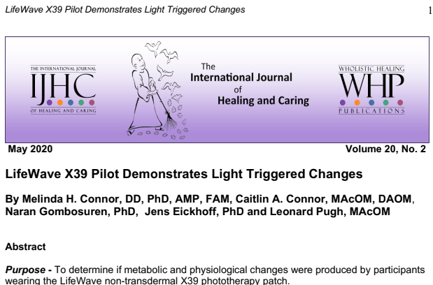 LifeWave X39 Pilot Demonstrates Light Triggered Changes